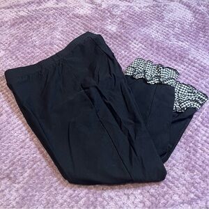 Black Capri Pants with Gingham Ruffle Detail